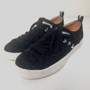 Jack Rogers Black Ainsley Leopard Sneakers Size 5
